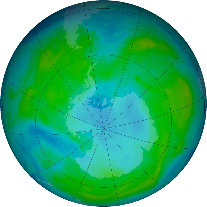 Antarctic ozone map for 29 January 1987